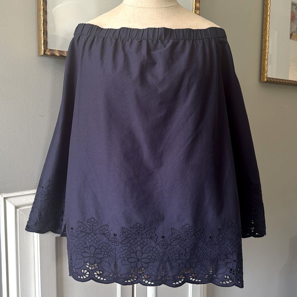 Tommy Hilfiger Top Off Shoulder Eyelet Trim sz XL NWT Navy Blue